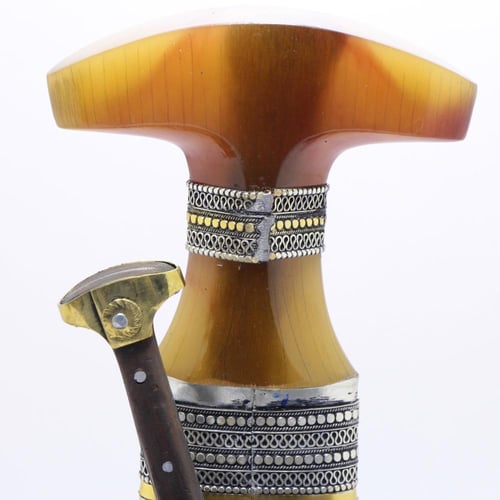 خنجر حك زراف معرق مقاس 5معدن مطلي فضة