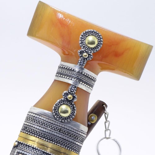 خنجر حك زراف معرق مقاس 5 معدن مطلي فضة