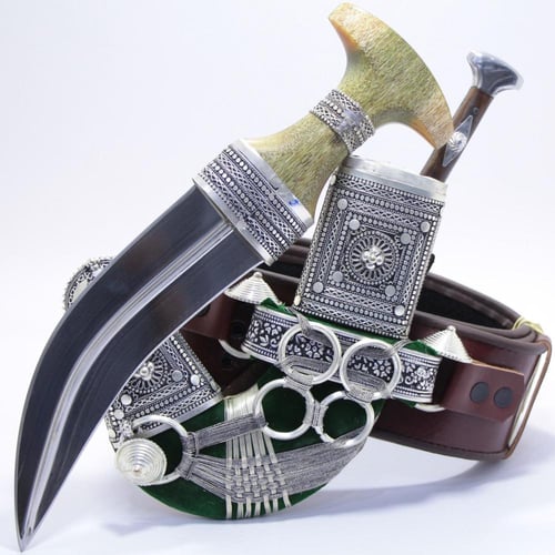 خنجر الراس وتر سيال قصة عماني مقاس 5معدن مطلي فضة