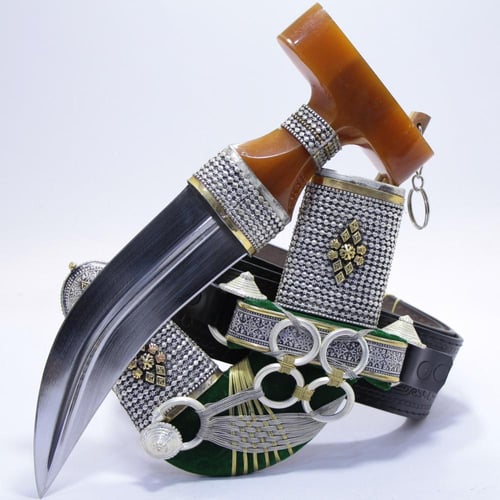 خنجر حك زراف معرق مقاس 5 معدن