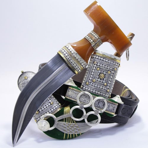 خنجر حك زراف معرق مقاس 5 معدن