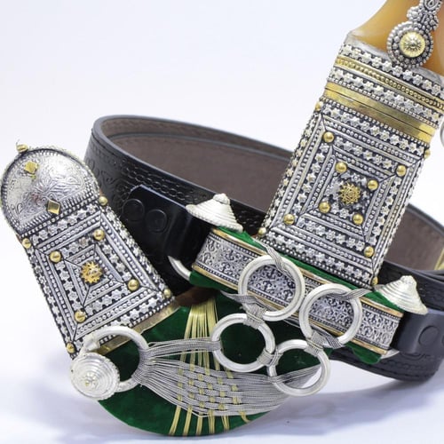 خنجر حك زراف معرق مقاس 5 معدن