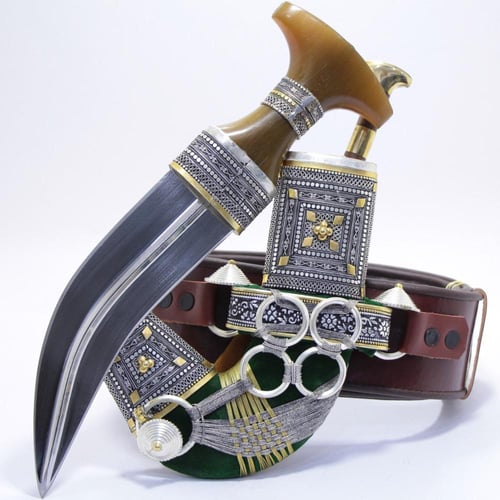 خنجر الراس وتر سيال قصة عماني مقاس 5معدن مطلي فضة