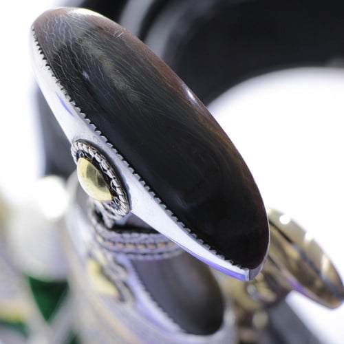 خنجر الراس قرن طبيعي سيال قصة عماني مقاس 5معدن مطل...