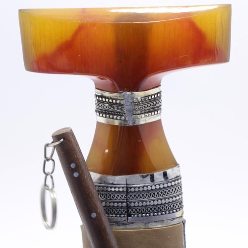 خنجر حك زراف معرق مقاس 5 معدن مطلي فضة