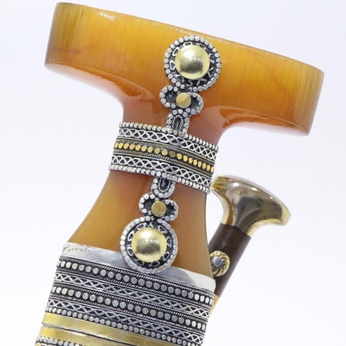 خنجر حك زراف معرق مقاس 5معدن مطلي فضة