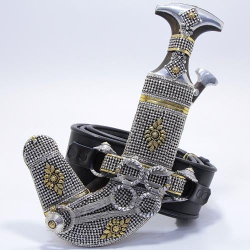 خنجر مقاس 5 صب فضة صافي عيار 925 الراس قرن طبيعي