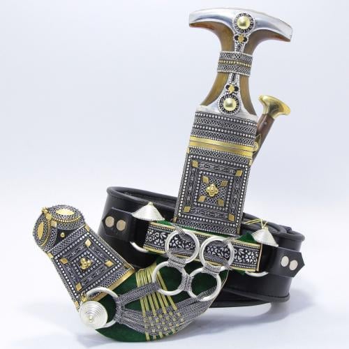 خنجر الراس وتر سيال قصة عماني مقاس 5معدن مطلي فضة