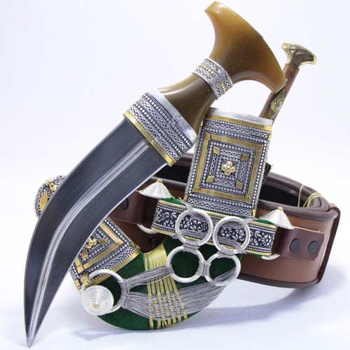 خنجر الراس وتر سيال قصة عماني مقاس 5معدن مطلي فضة