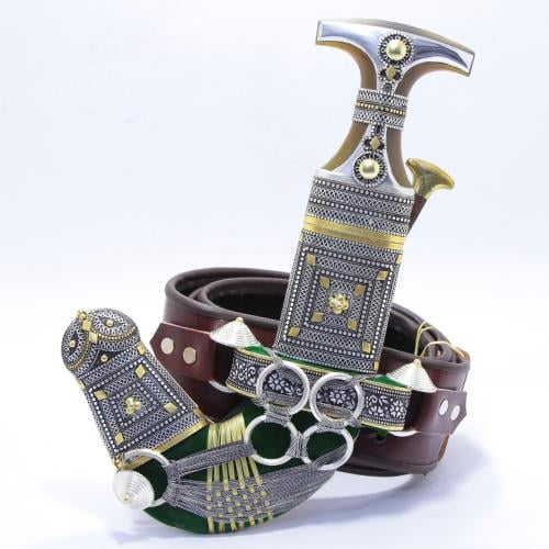 خنجر الراس وتر سيال قصة عماني مقاس 5معدن مطلي فضة