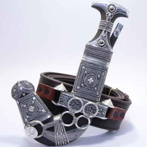 خنجر الراس قرن طبيعي سيال قصة عماني مقاس 5معدن مطل...