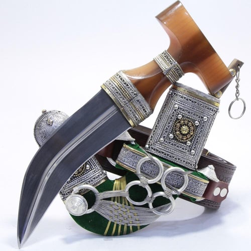 خنجر حك زراف معرق مقاس 5 معدن