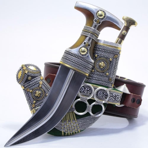 خنجر الراس وتر سيال قصة عماني مقاس 5معدن مطلي فضة