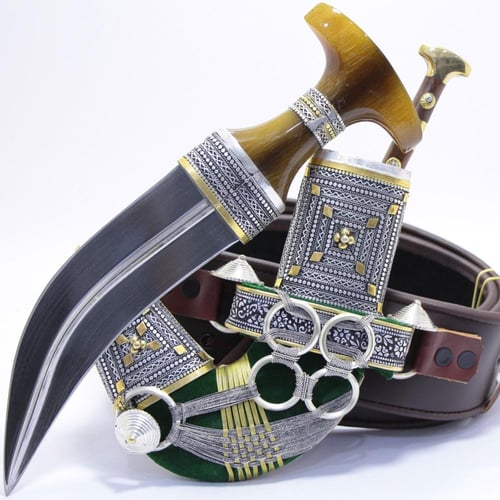 خنجر الراس وتر سيال قصة عماني مقاس 5معدن مطلي فضة