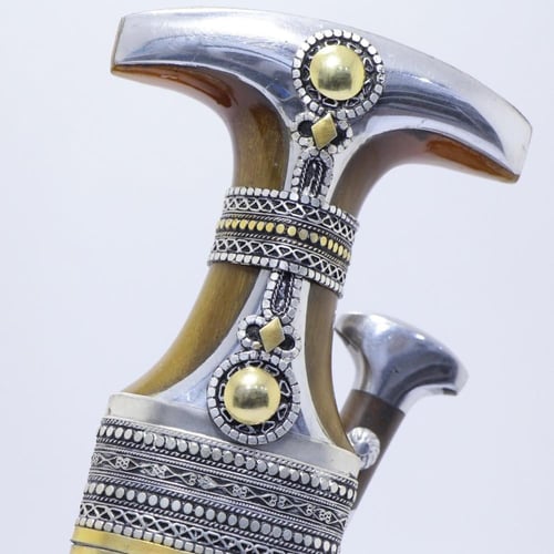 خنجر الراس وتر سيال قصة عماني مقاس 5معدن مطلي فضة