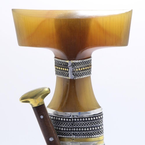 خنجر حك زراف معرق مقاس 5معدن مطلي فضة