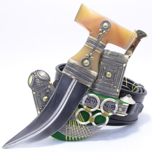 خنجر حك زراف معرق القصة الجديدة مقاس8صب فضة صافي ع...