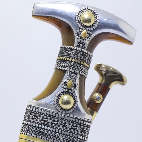 خنجر الراس وتر سيال قصة عماني مقاس 5معدن مطلي فضة