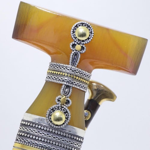 خنجر حك زراف معرق مقاس 5معدن مطلي فضة