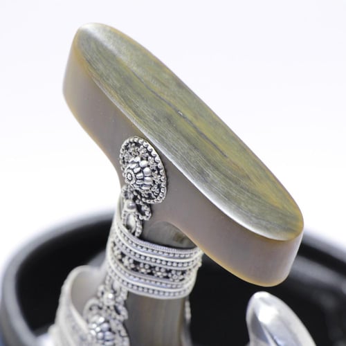 خنجر مقاس 5 صب فضة صافي عيار 925 الراس قرن طبيعي