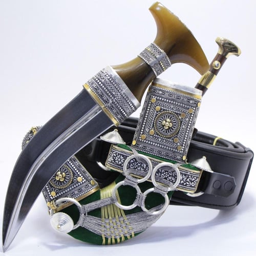 خنجر الراس وتر سيال قصة عماني مقاس 5معدن مطلي فضة