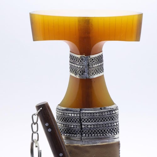 خنجر حك زراف معرق مقاس 5 معدن مطلي فضة