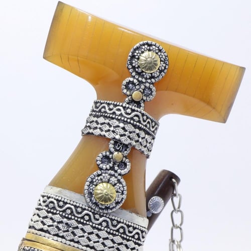 خنجر حك زراف معرق مقاس 5 معدن مطلي فضة