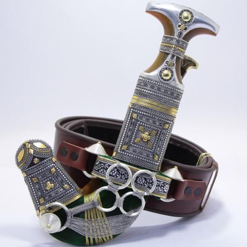 خنجر الراس وتر سيال قصة عماني مقاس 5معدن مطلي فضة