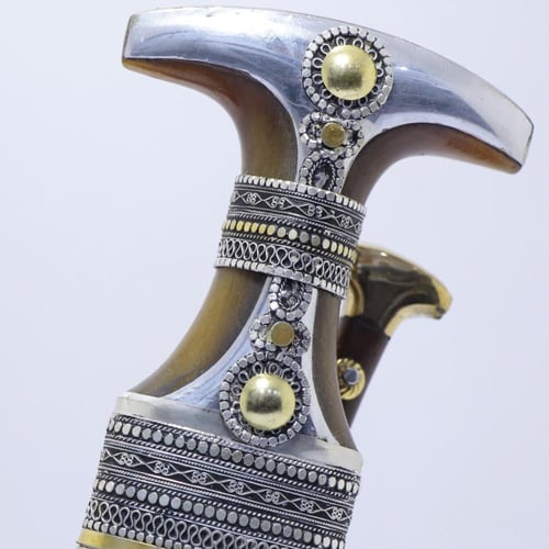 خنجر الراس وتر سيال قصة عماني مقاس 5معدن مطلي فضة