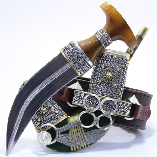 خنجر الراس وتر سيال قصة عماني مقاس 5معدن مطلي فضة