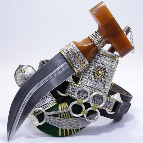 خنجر حك زراف معرق مقاس 5 معدن