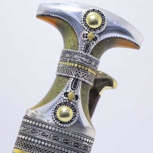 خنجر الراس وتر سيال قصة عماني مقاس 5معدن مطلي فضة