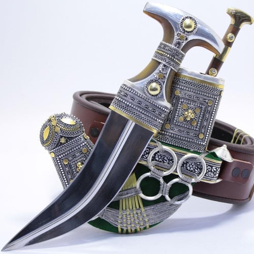 خنجر الراس وتر سيال قصة عماني مقاس 5معدن مطلي فضة