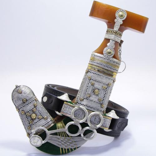 خنجر حك زراف معرق مقاس 5 معدن