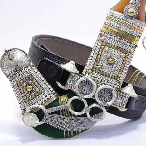 خنجر حك زراف معرق مقاس 5 معدن