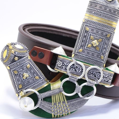 خنجر الراس وتر سيال قصة عماني مقاس 5معدن مطلي فضة