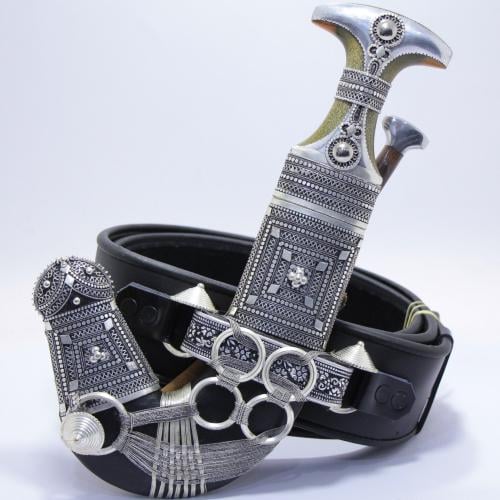 خنجر الراس وتر سيال قصة عماني مقاس 5معدن مطلي فضة