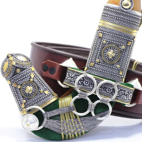 خنجر حك زراف معرق مقاس 5معدن مطلي فضة