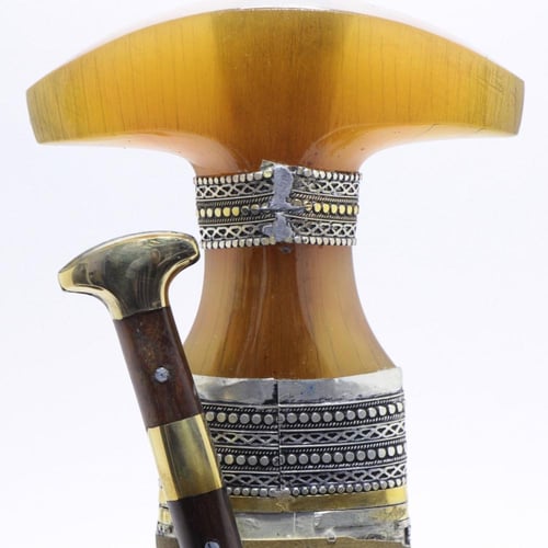 خنجر حك زراف معرق مقاس 5معدن مطلي فضة