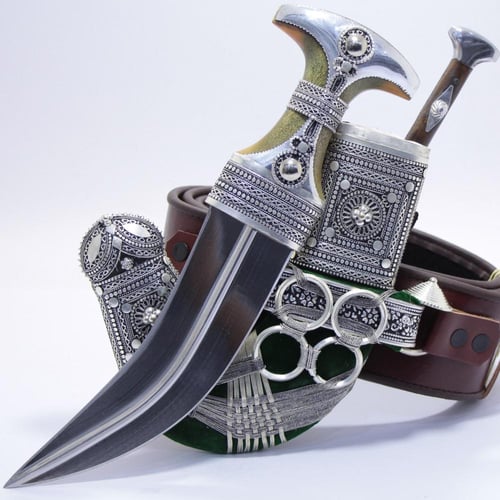 خنجر الراس وتر سيال قصة عماني مقاس 5معدن مطلي فضة