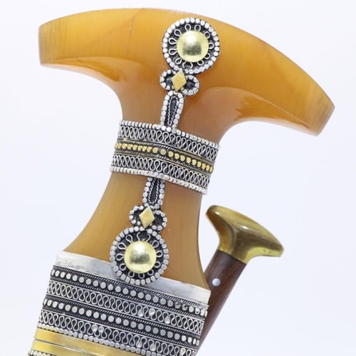 خنجر حك زراف معرق مقاس 5معدن مطلي فضة