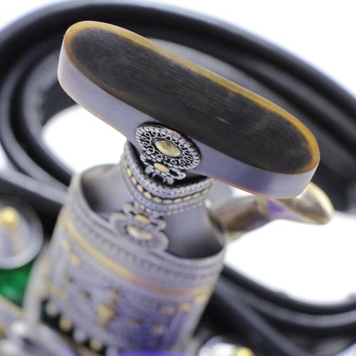 خنجر مقاس5 صب معدن مطلي فضة الراس قرن طبيعي