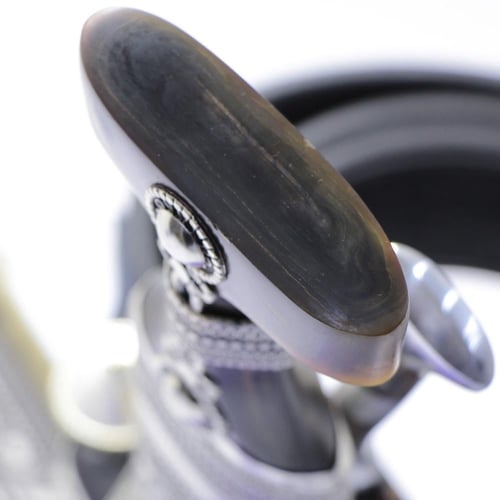 خنجر مقاس5 صب معدن مطلي فضة الراس قرن طبيعي