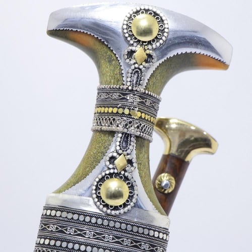 خنجر الراس وتر سيال قصة عماني مقاس 5معدن مطلي فضة