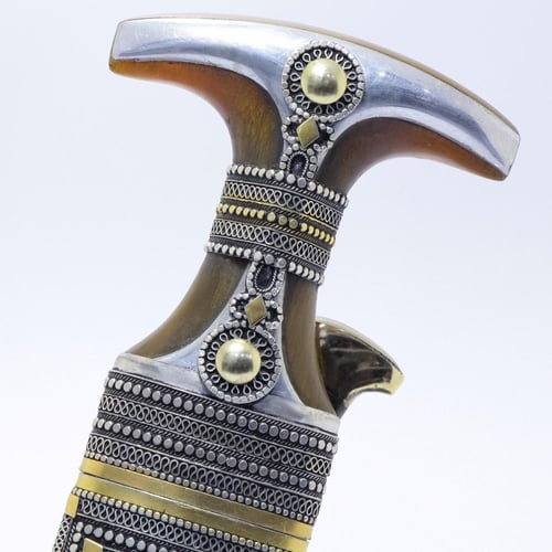 خنجر الراس وتر سيال قصة عماني مقاس 5معدن مطلي فضة