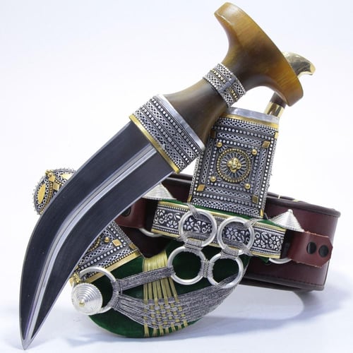 خنجر الراس وتر سيال قصة عماني مقاس 5معدن مطلي فضة