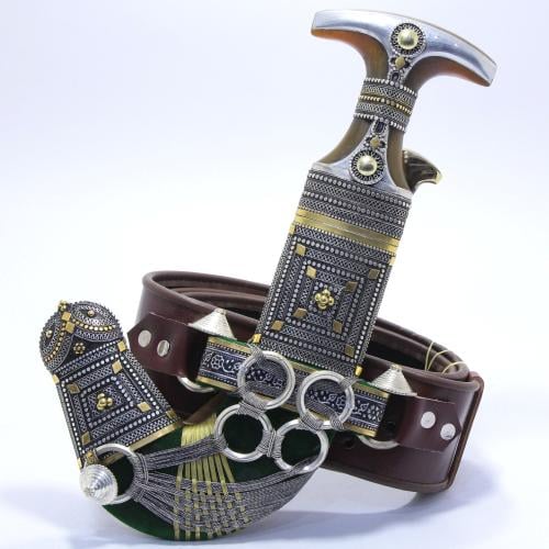 خنجر الراس وتر سيال قصة عماني مقاس 5معدن مطلي فضة