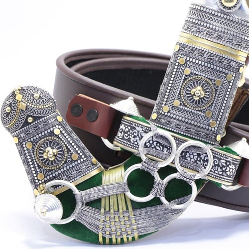 خنجر الراس وتر سيال قصة عماني مقاس 5معدن مطلي فضة