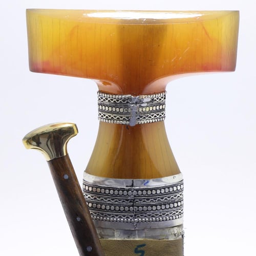 خنجر حك زراف معرق مقاس 5معدن مطلي فضة