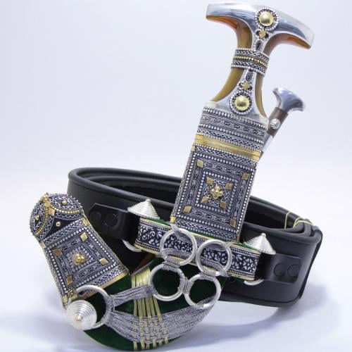 خنجر الراس وتر سيال قصة عماني مقاس 5معدن مطلي فضة